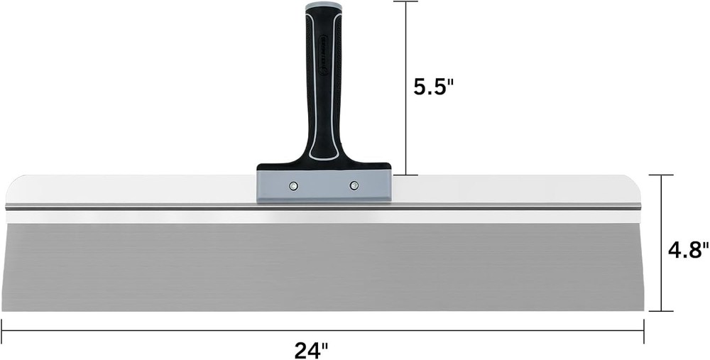 Long drywall taping knife for smoothing