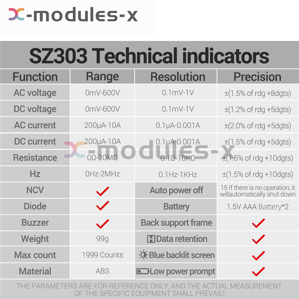 ANENG SZ303 Digital Multimeter Backlight Voltmeter Resistance AC DC Meter Tester
