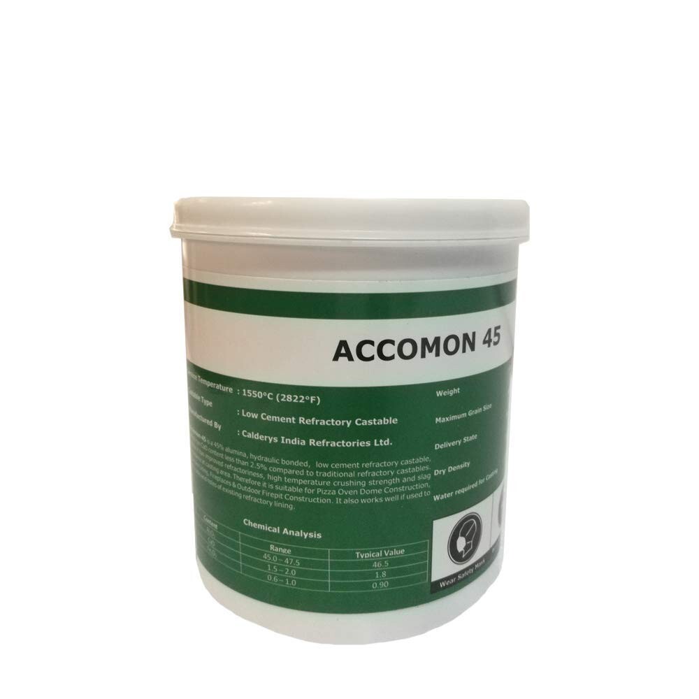Castable Refractory Cement, 45% Alumina Low Cement Castable, Accomon-45 , 4 LBS