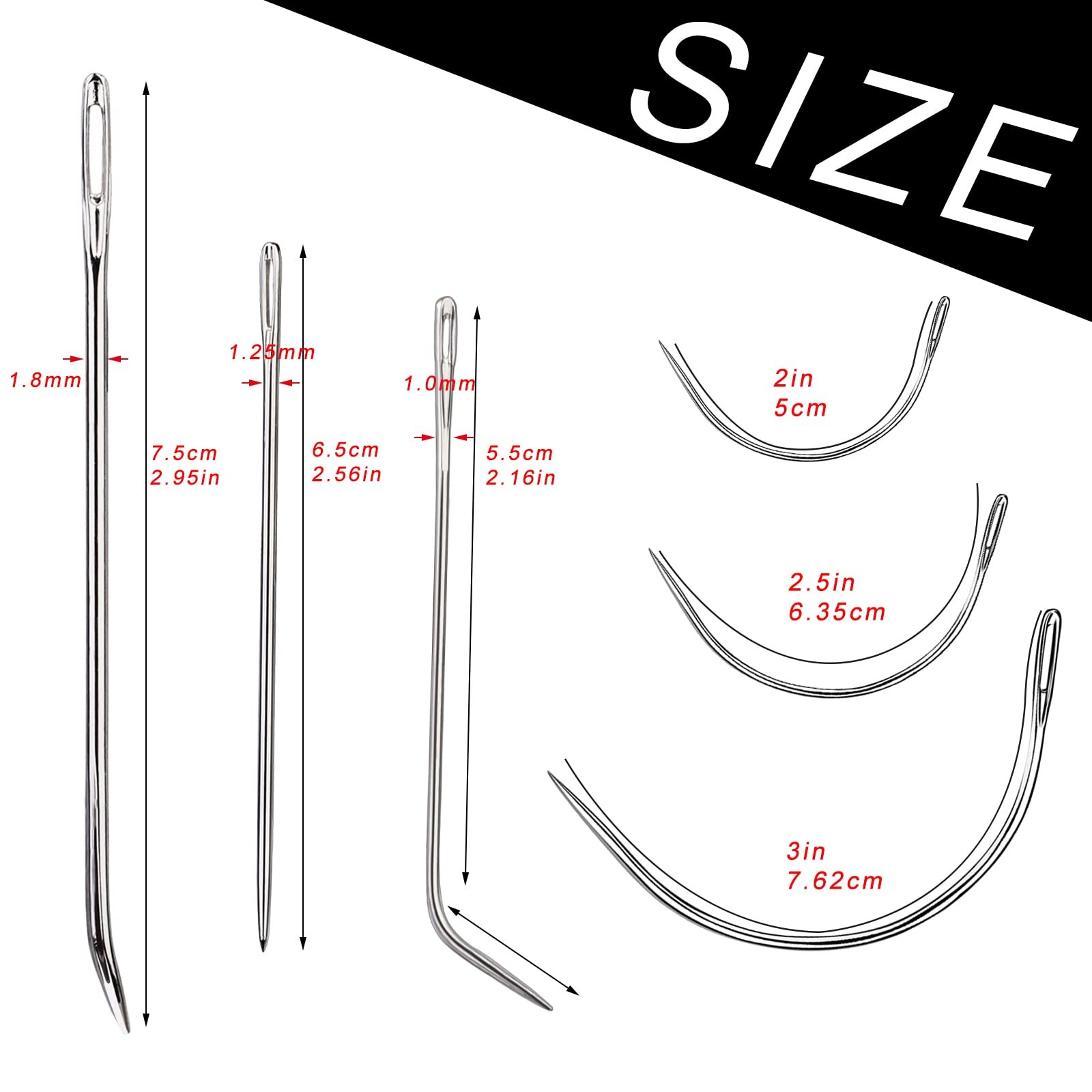 20 Pcs Leather Sewing Needles,Heavy Duty Sewing Needles Kit Include Curved Le...