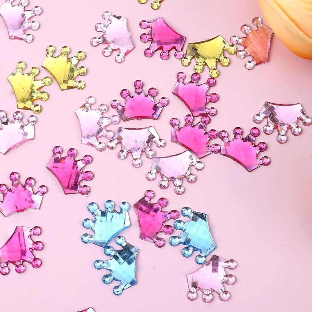 200 Pcs Mini Resin Crown, Multicolor Plastic Crowns, Flat Back