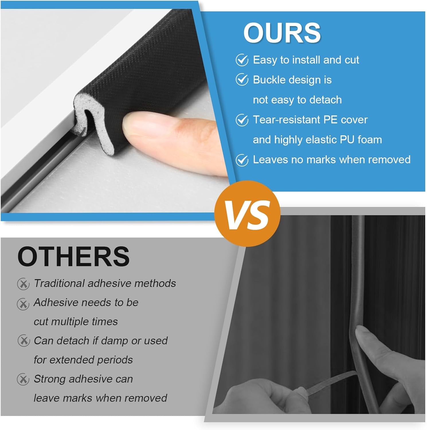 40Ft Kerf Weather Stripping Door Seal Strip for Door Frame Exterior Soundproof