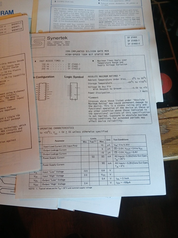 Vintage Synertek Brochures Data Sheets Folder Lot