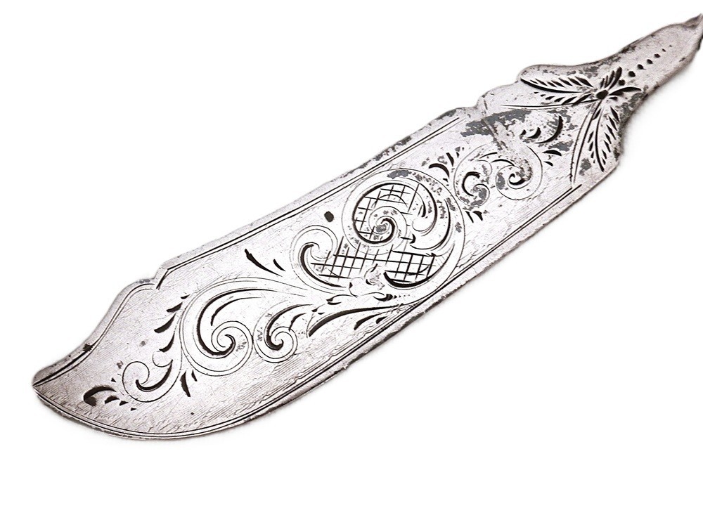 Antique Bunnell Coin Silver Master Butter Knife Twist Handle