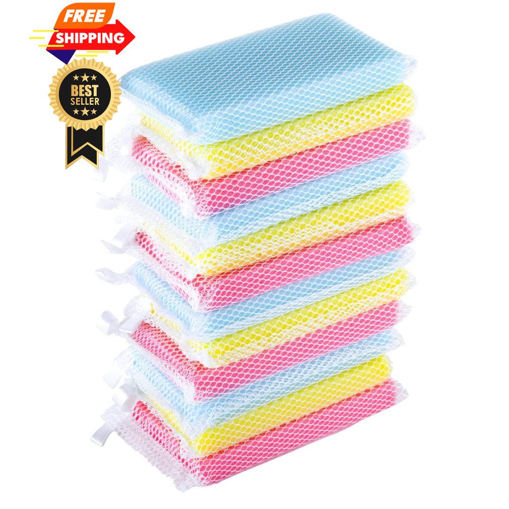 NuValu Non-Scratch, Gentle Mesh Dishwashing Sponge, Quick 12 Pack, Assorted