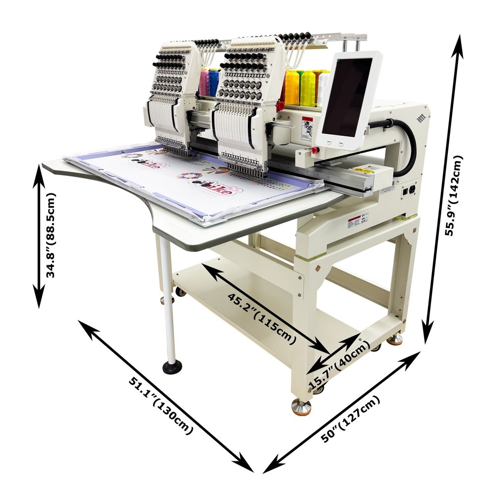 110-220V 800W Automatic 2-Head Embroidery Machine 15 Needles LCD Screen