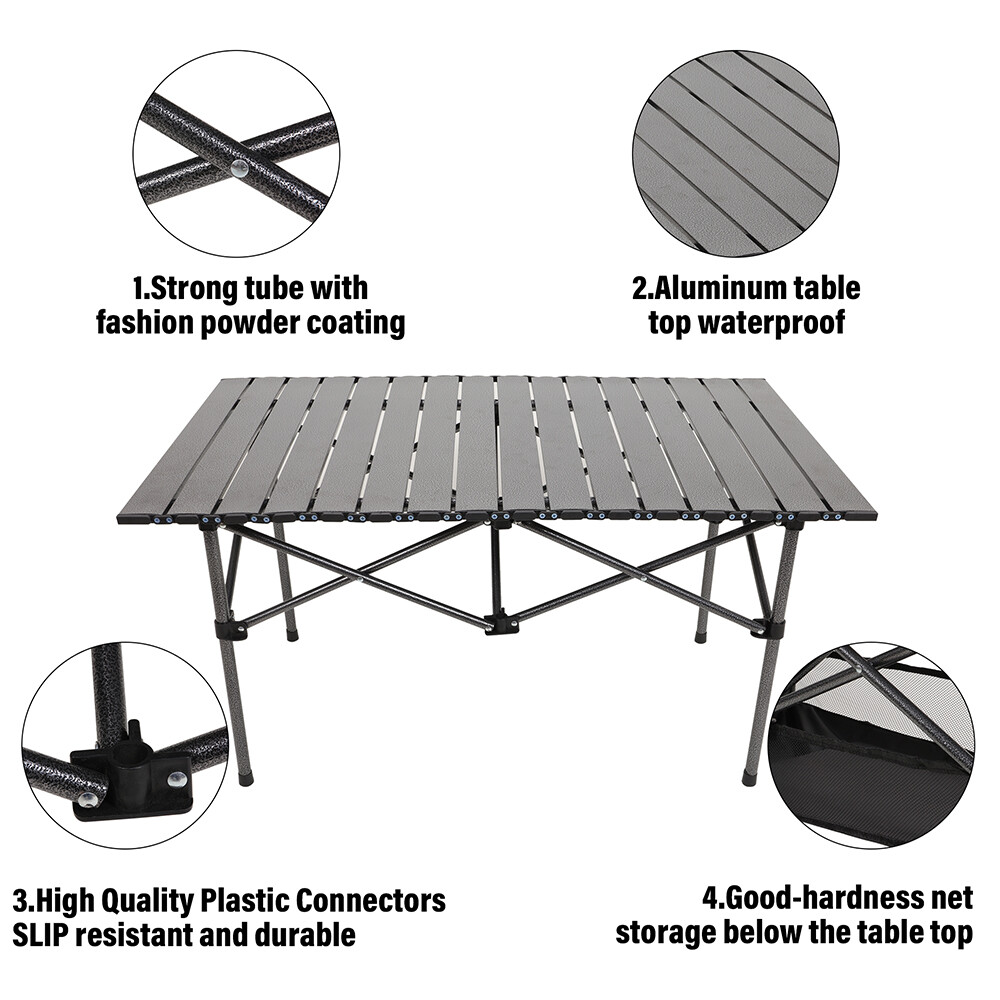 Camping Table That Fold up Lightweight, Aluminum Folding Table Roll Up Table 37"