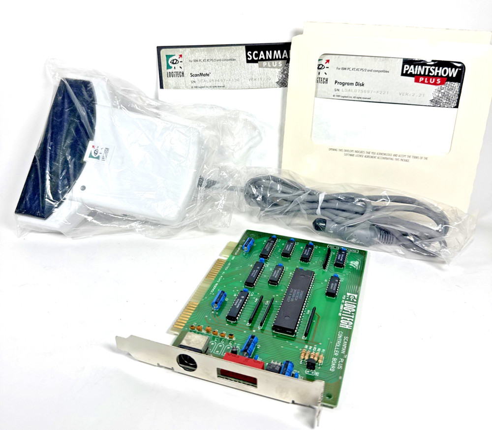Vtg Logitech Scanman w/ Controller Board, Scanmate & PaintShow Software