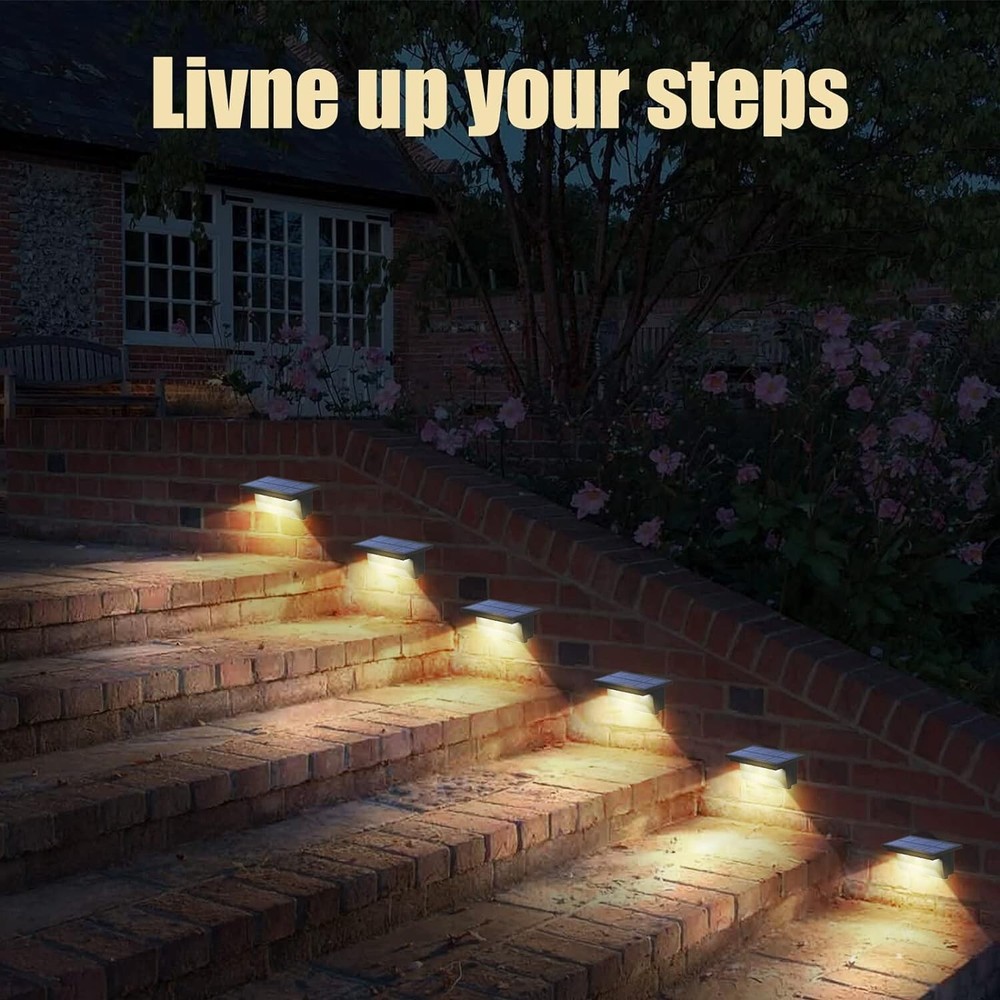 6Pack Solar Powered Decking Lights Solar Step Lights Outdoor for Deck Fence