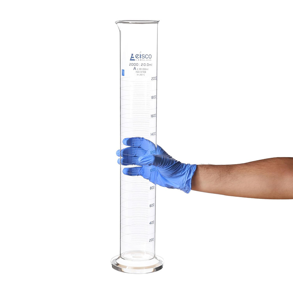 Graduated Cylinder, 2000Ml - Class a Tolerance ±10.0Ml - round Base - Blue Grad