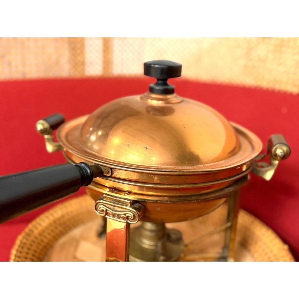 Antique Sternau Copper Chafing Dish | Brass Warming Stand, Victorian Buffet