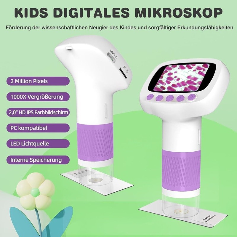 Kids Microscope 1000X USB Digital W/ LED Lights Exploration & Discovery