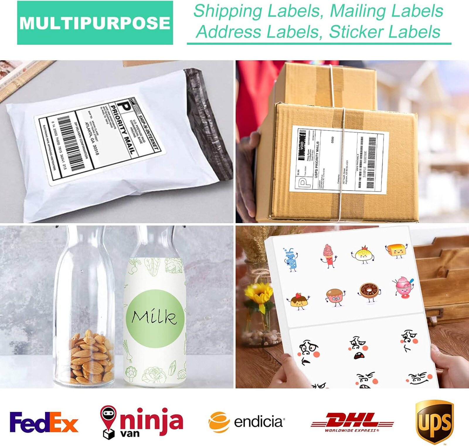 50-1000 Premium 8.5" X 5.5" Half Sheet Shipping Labels Self Adhesive 2 Per Sheet