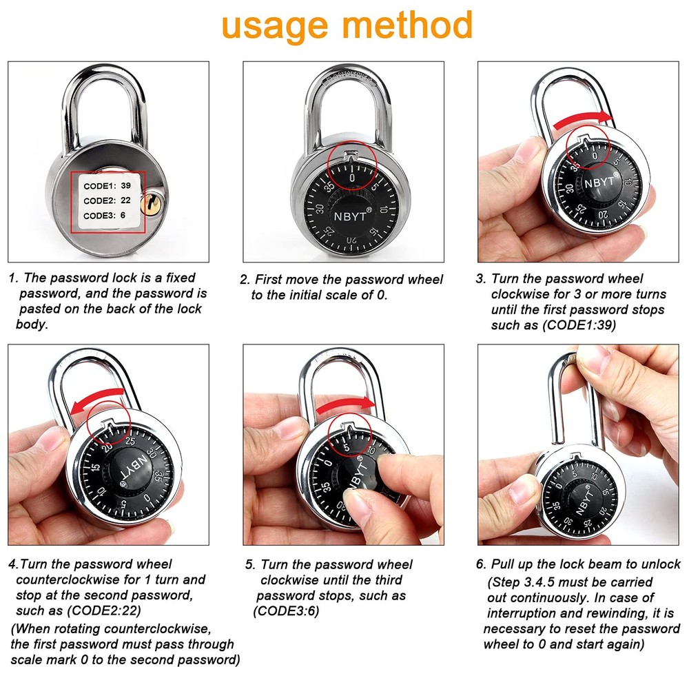Combination Padlocks with Key - Dial Locks for School,Gym, Toolbox,Employee a...