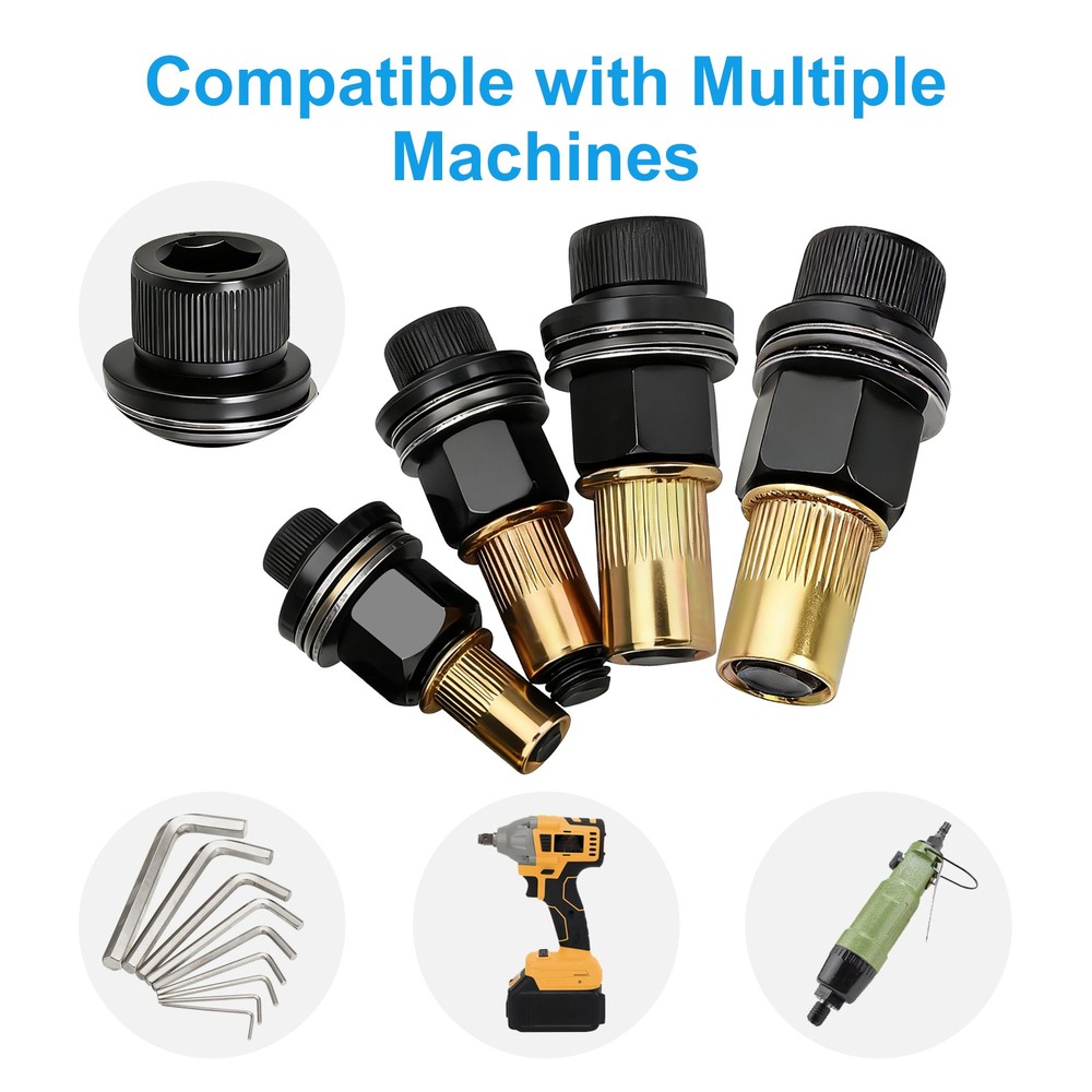 36pcs Manual Rivet Nut Tool Adapter Carbon Steel Head Threaded Insert Rivnut Set