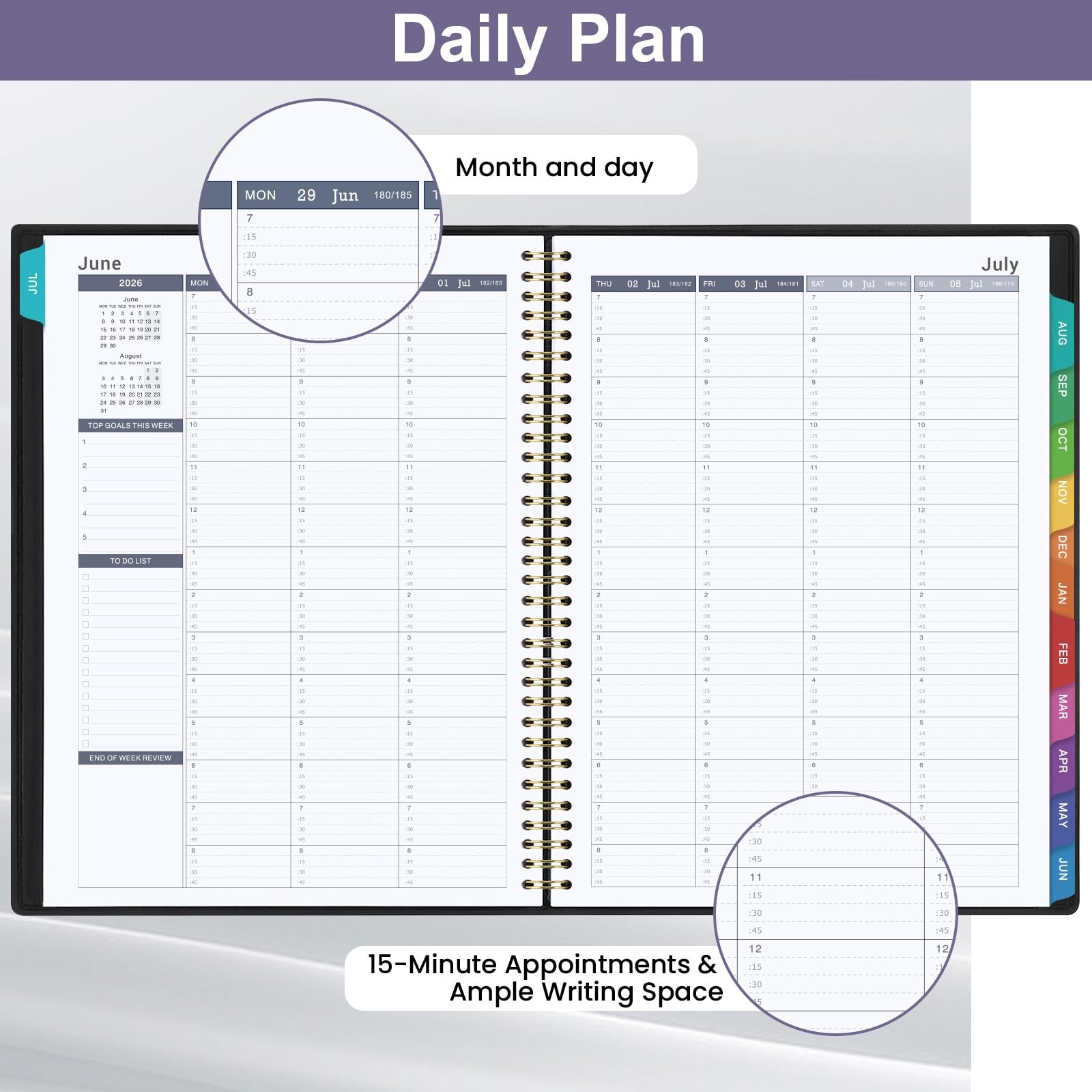 Appointment Book 2026-2027 - Daily Planner, Large Planner Letter, Black