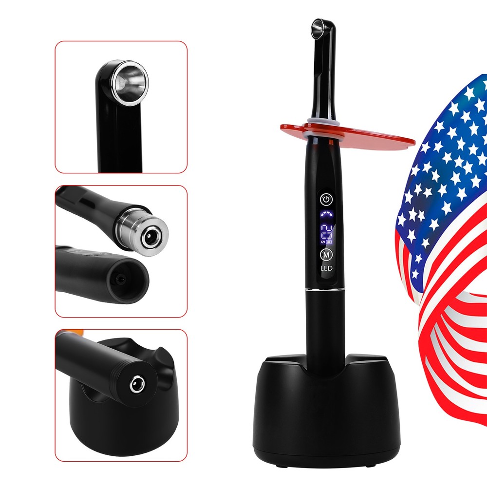 Dental Wireless LED Curing Light 1 Second Curing 2500mW/cm² with 7 Curing Lens