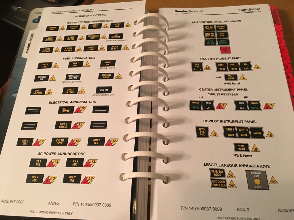 Hawker 900XP Pilot Checklist
