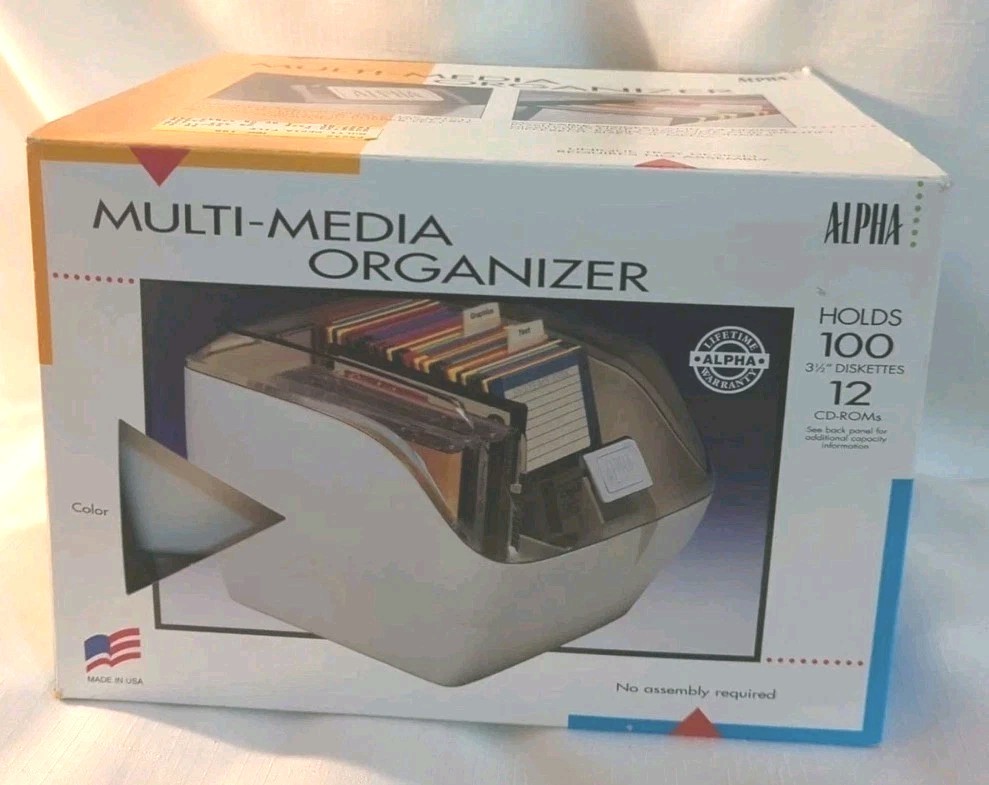 Alpha Multi-Media Storage Box Vintage Disk/CD Organizer - READ