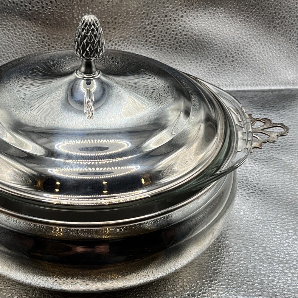 Vintage Reed & Barton Silver-Plated Covered Casserole with Pyrex Insert