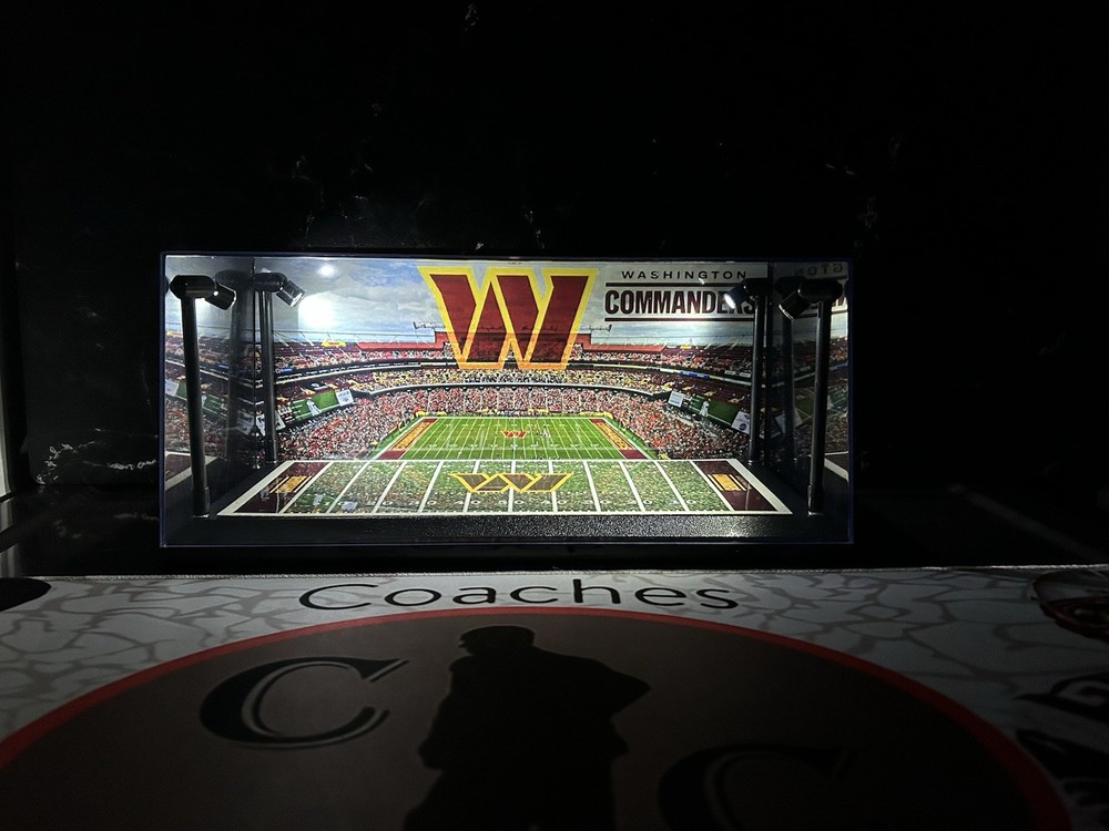 Washington Commanders Custom 2 Mini Helmet display case w/ LED lights