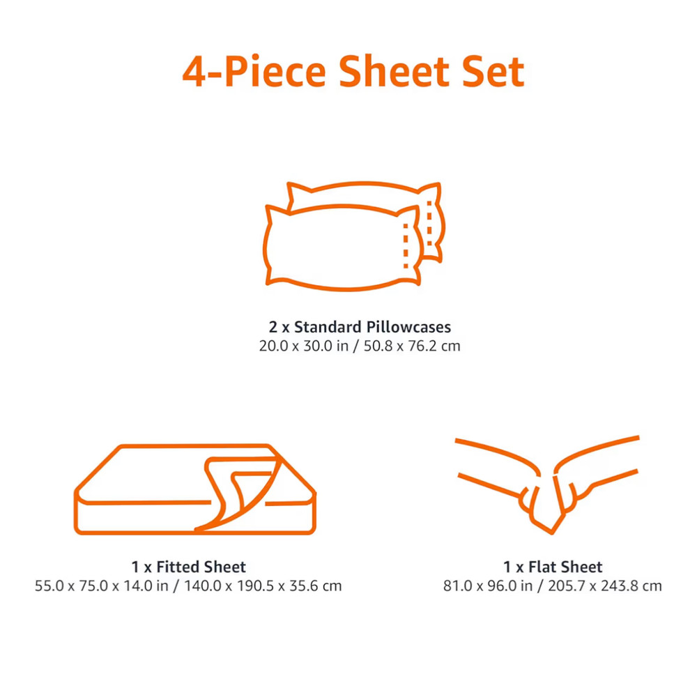 Amazon Basics Microfiber 4-Piece Bed Sheet Set Wrinkle-Free Dark Gray