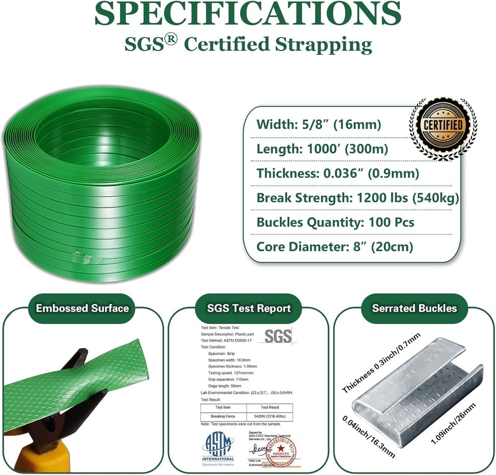 Versatile Packaging Strapping Kit - 5/8" Heavy-Duty Strapping for Multiple Uses