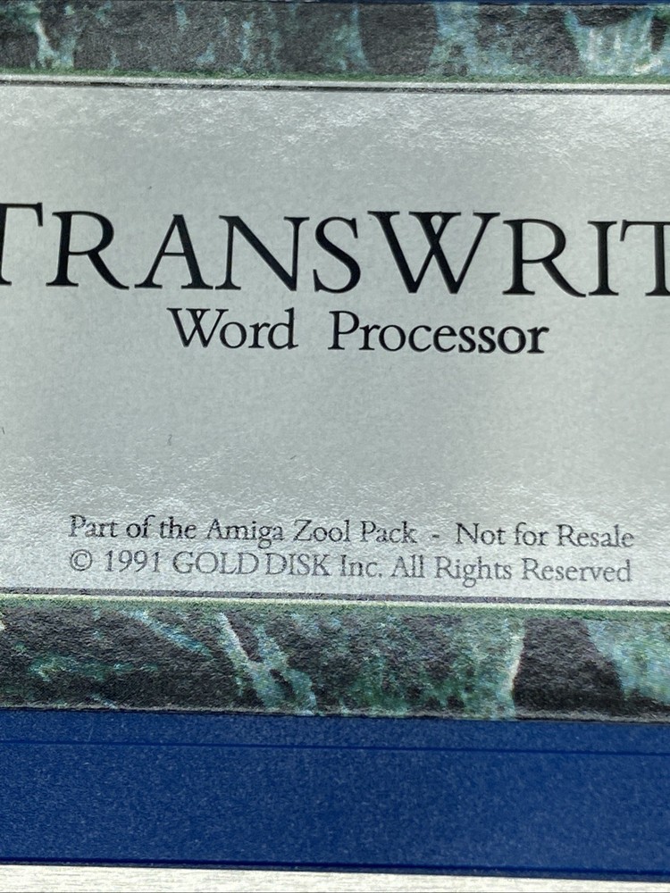 1991 Tranwrite Word Processor Part Of Amiga Zool Inter Floppy Disk