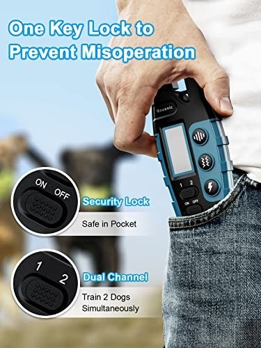 Rechargeable Waterproof Dog Shock Collar for 2 Dogs, 3300ft Range, Beep/Vibratio