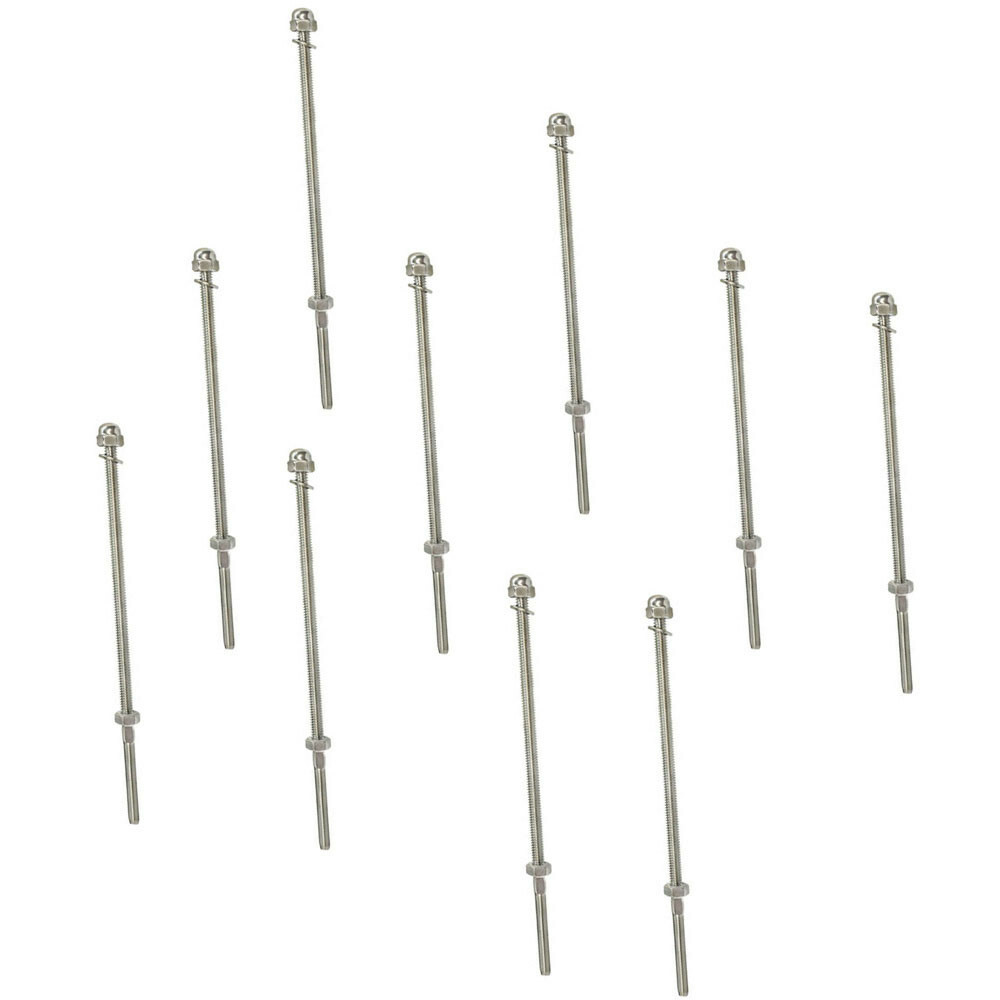 10 Pc Set Stainless Steel Cable Swage Threaded Stud End Fitting for 3/16" Cable