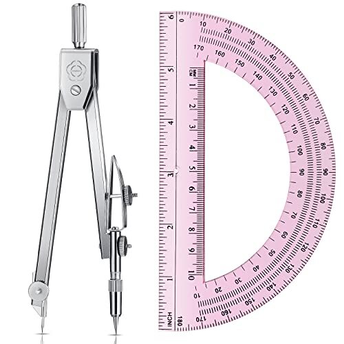 Student Protractor and Compass Set, Student Geometry Math Set, Classic Pink