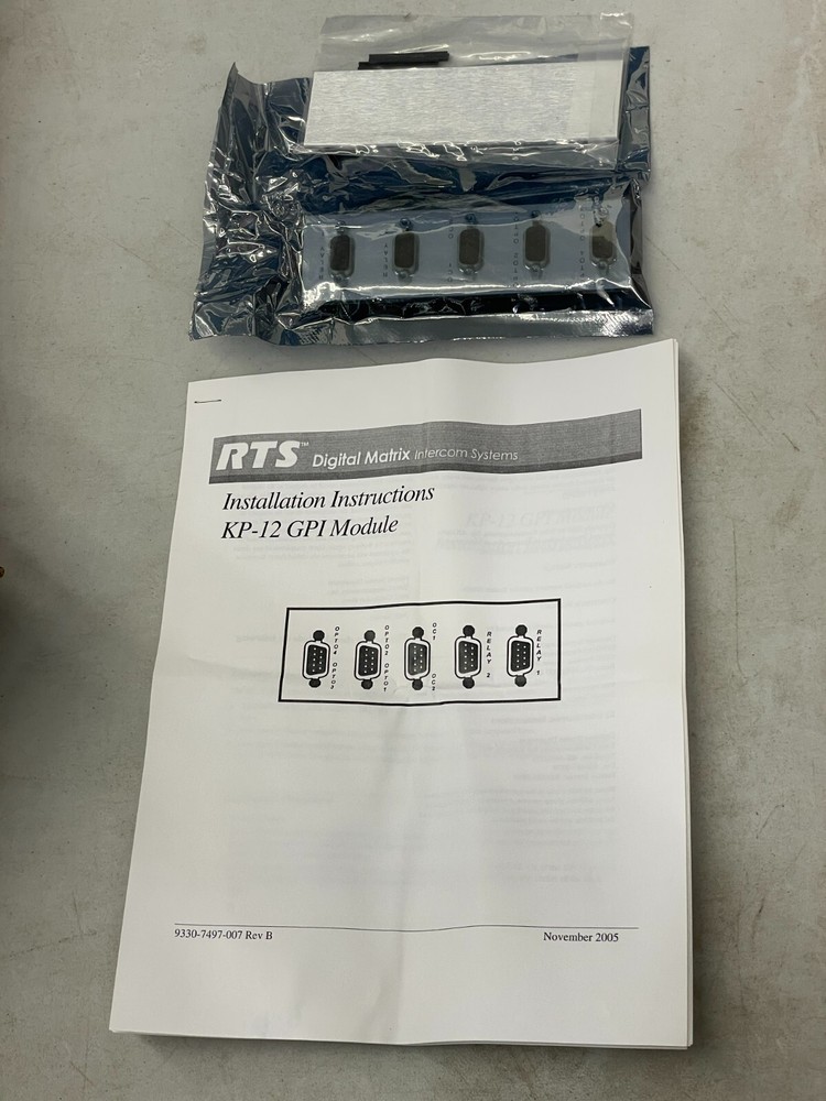 RTS KP-12 DIGITAL MATRIX PROFESSIONAL INTERCOM SYSTEMS GPI REAR CONNECTOR MODULE