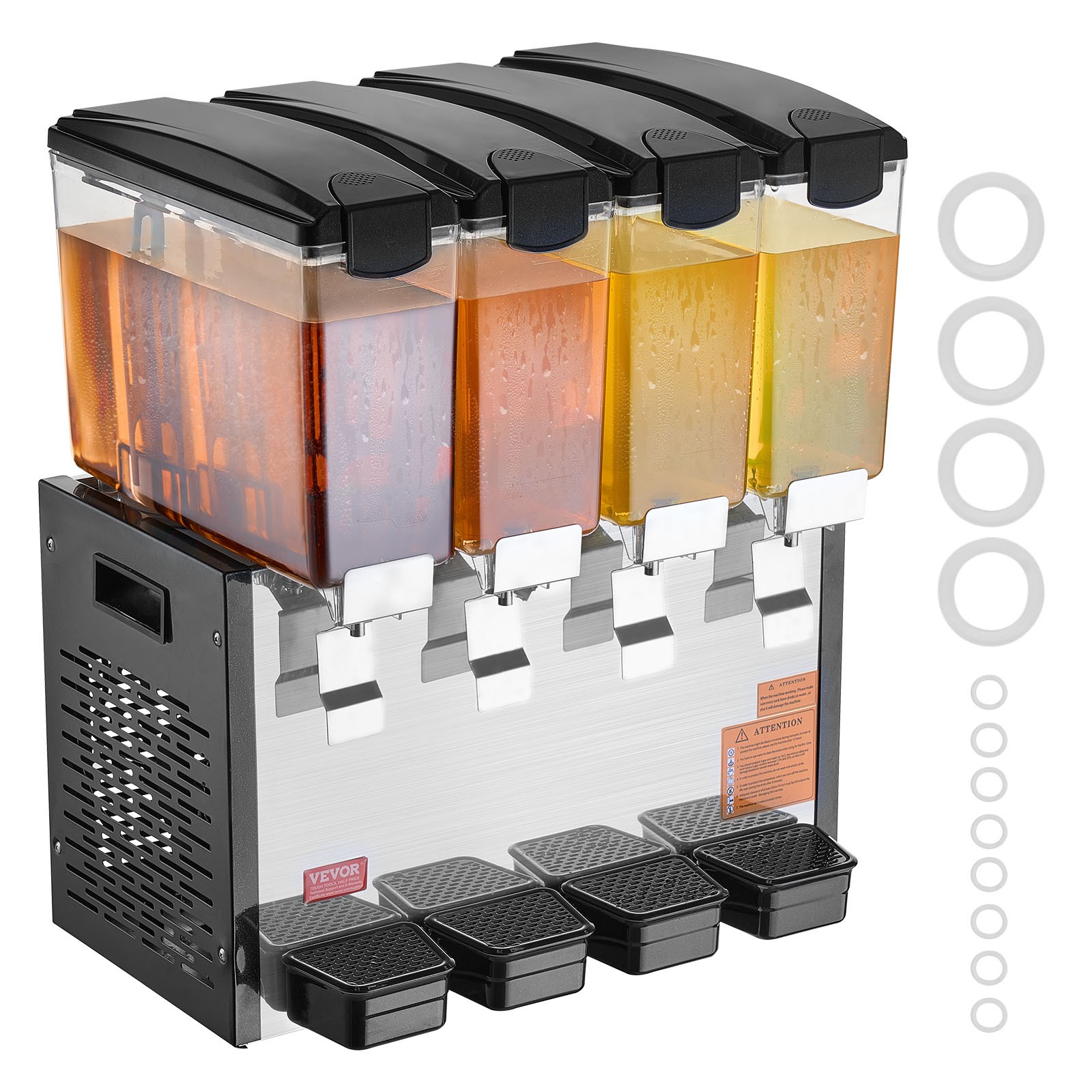 VEVOR Commercial Beverage Dispenser 10L x 4 Tanks Cold Juice Ice Drink Dispenser