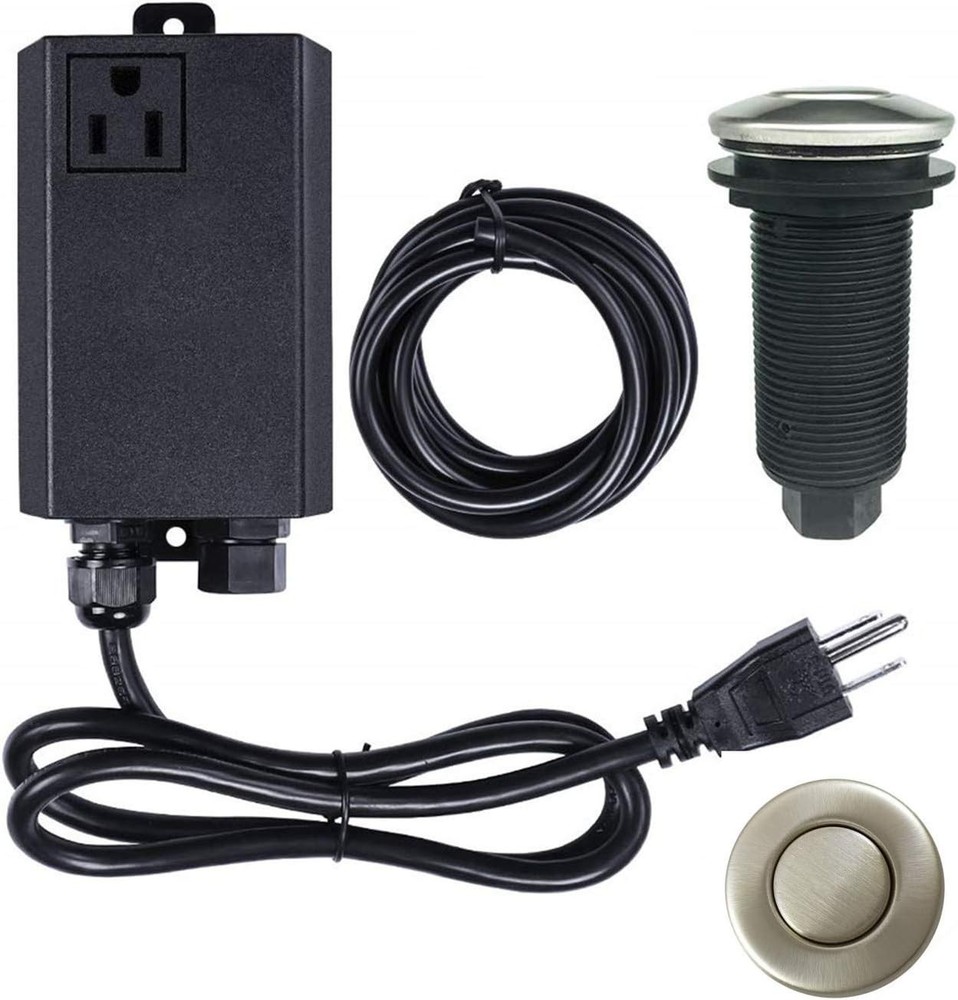 Brushed Nickel On/Off Air Button Kit for Garbage Disposal