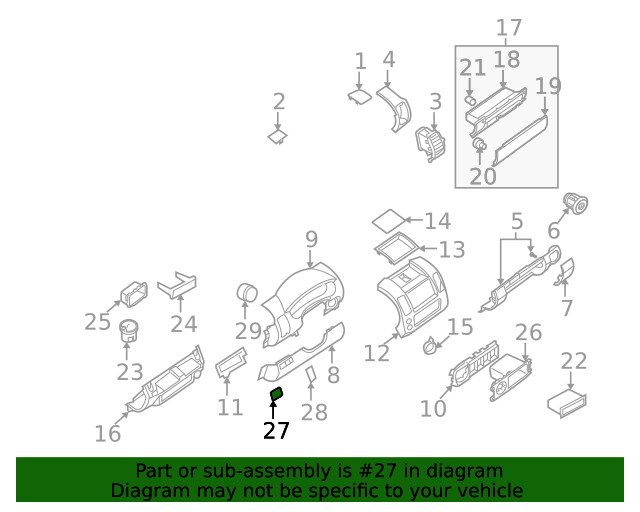 Genuine Nissan Switch Panel Hole Cover 68491-EA00A