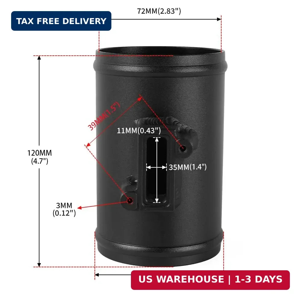 3" MAF Sensor Adapter Air Flow Meter Base Universal Intake Black