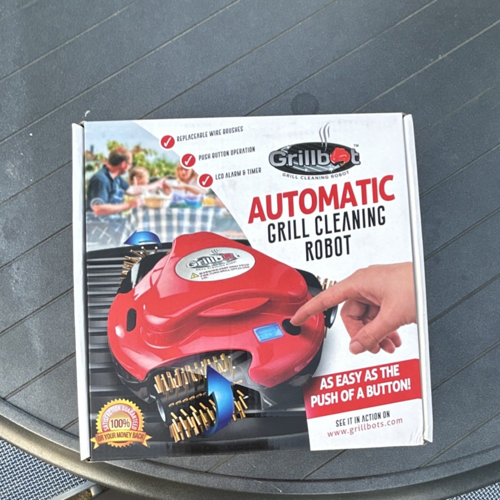Grillbot Automatic Grill Cleaning Robot Red Rechargeable Battery Wire Brushes