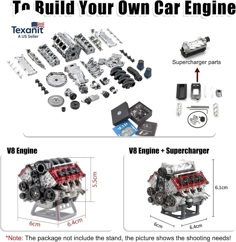 Mini V8 Engine Kits That Runs, V8 Model Engine Kit Cison Engine MAD RC Engine Mo