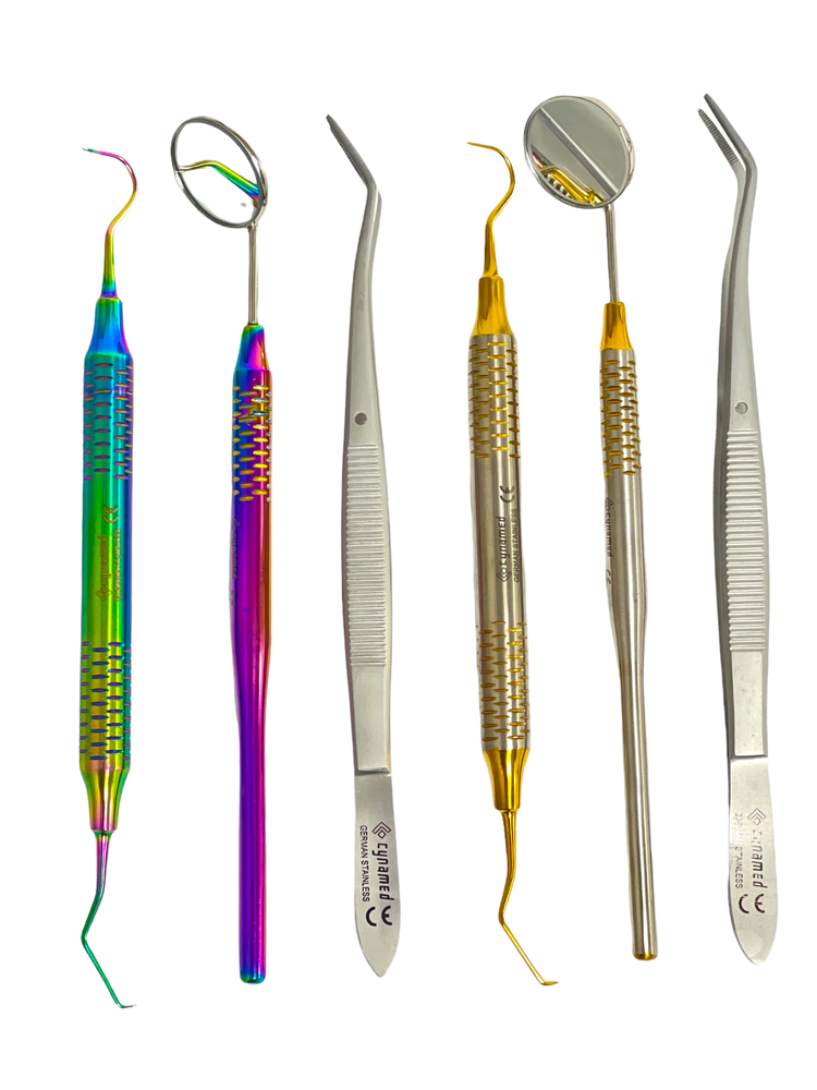 Premium German 3 Instruments Basic Dental Set Mirror Explorer College Plier Holo