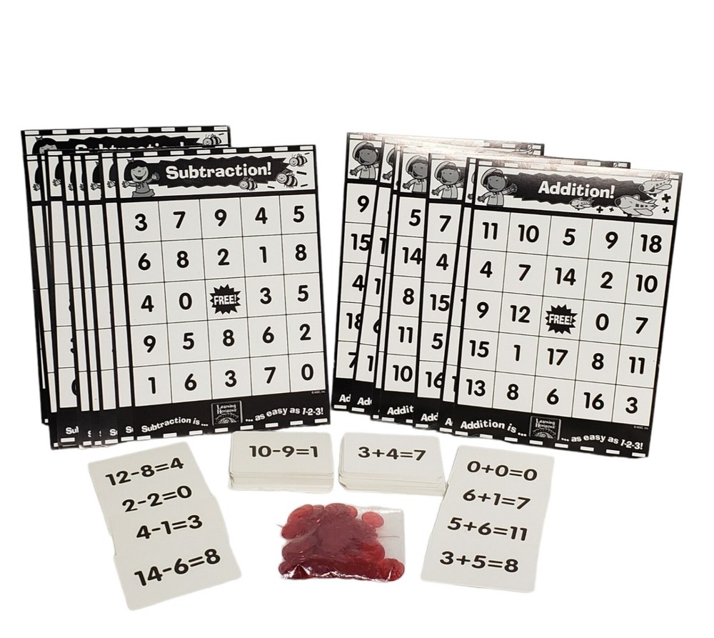 Math Bingo Game Addition Subtraction Teaching Educational Home School Classroom