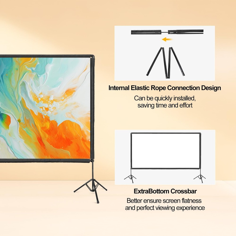 Projector Screen with Stand, 100 inch Portable Projector Screen Stand with El...