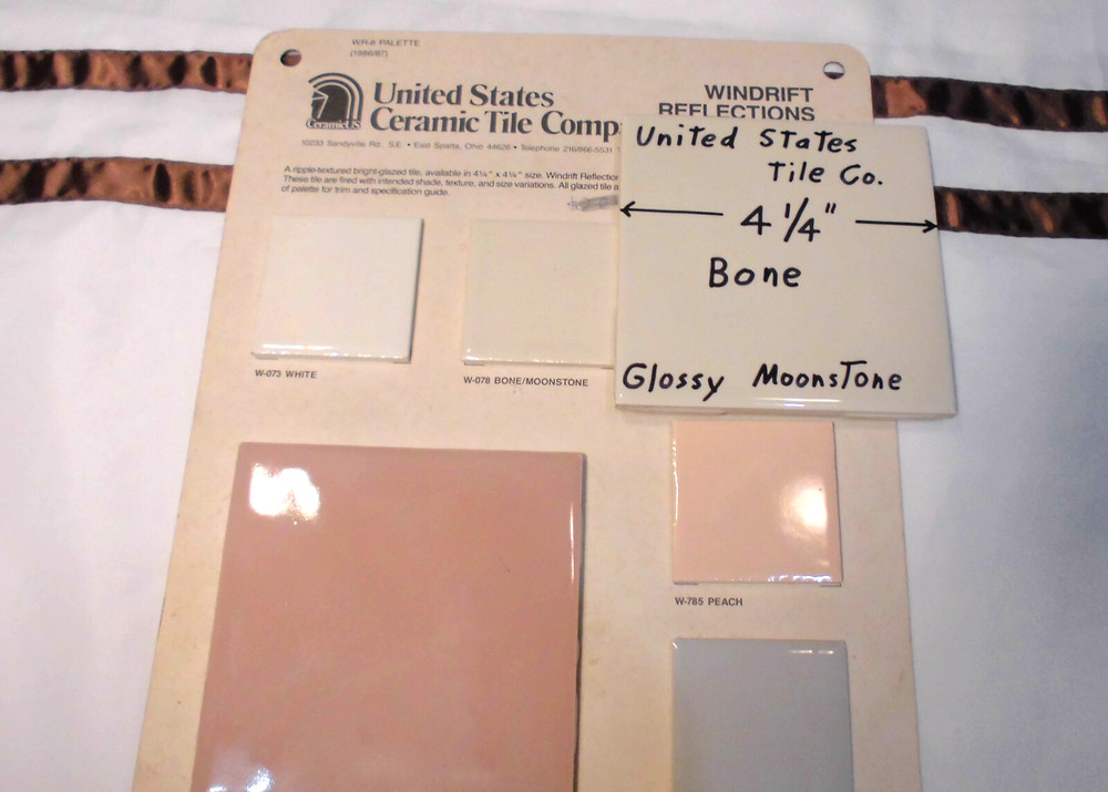 1 pc. Gloss Bone: 4-1/4" Ceramic Tile New Stock: Bumpy-Ripple Textured Surface
