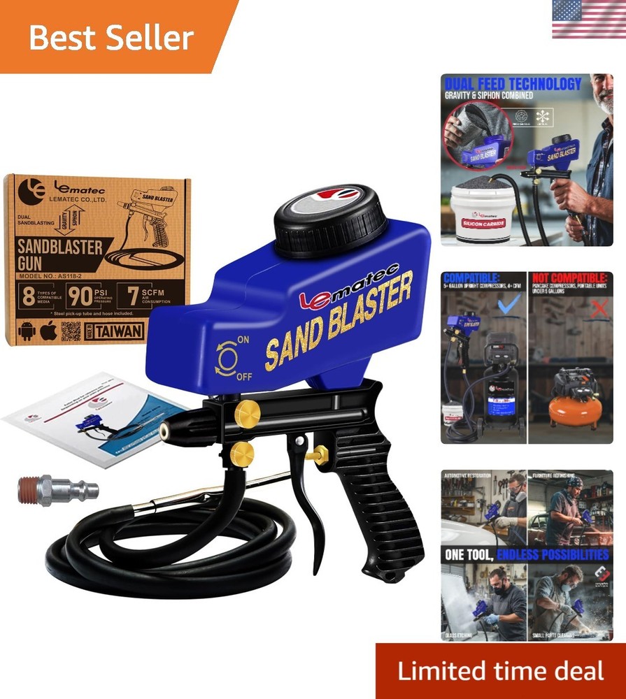 Portable Sand Blaster Gun Kit for Rust Removal Glass Etching Small Projects