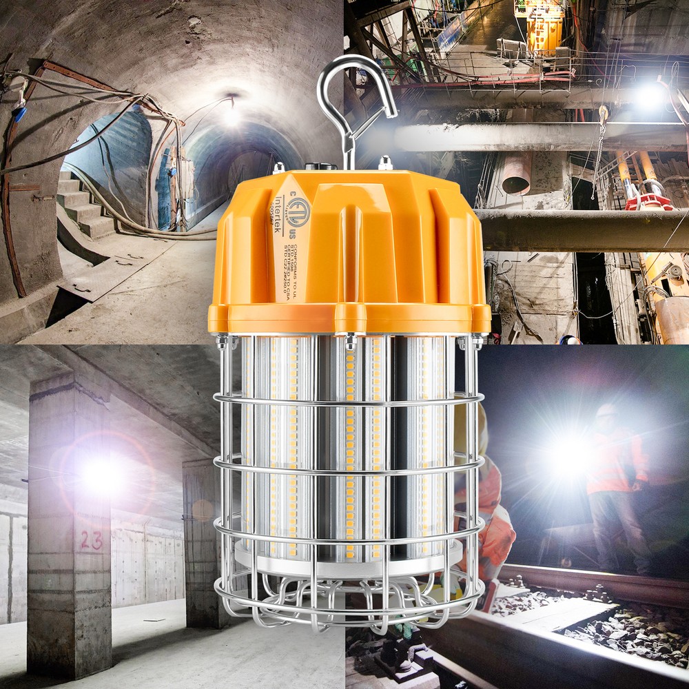 80W LED Temporary Work Light Fixture 100-277VAC High Bay Construction Work Light