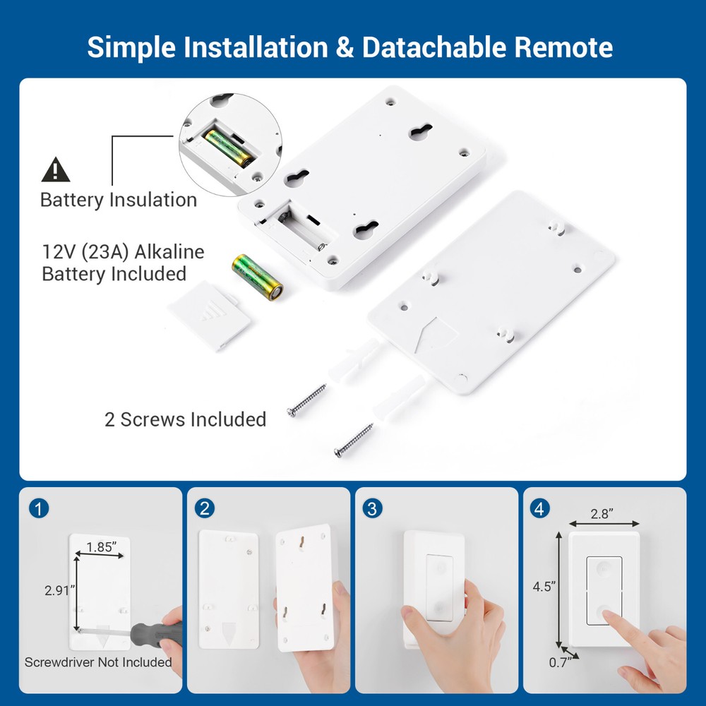 DEWENWILS Wireless Light Switch and Receiver Kit Remote Control Wall Switch 100F