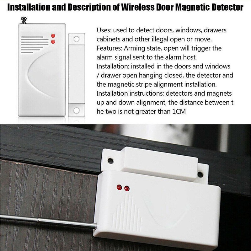 100M Wireless Door Window Alarm Panel Magnetic Contact Sensor 433MHz Code 1527