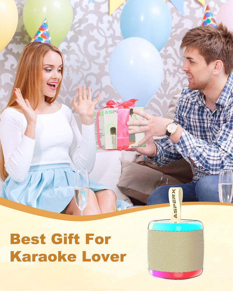 Karaoke Machine Portable Bluetooth Speaker with 2 Wireless Mics - 2500mAh
