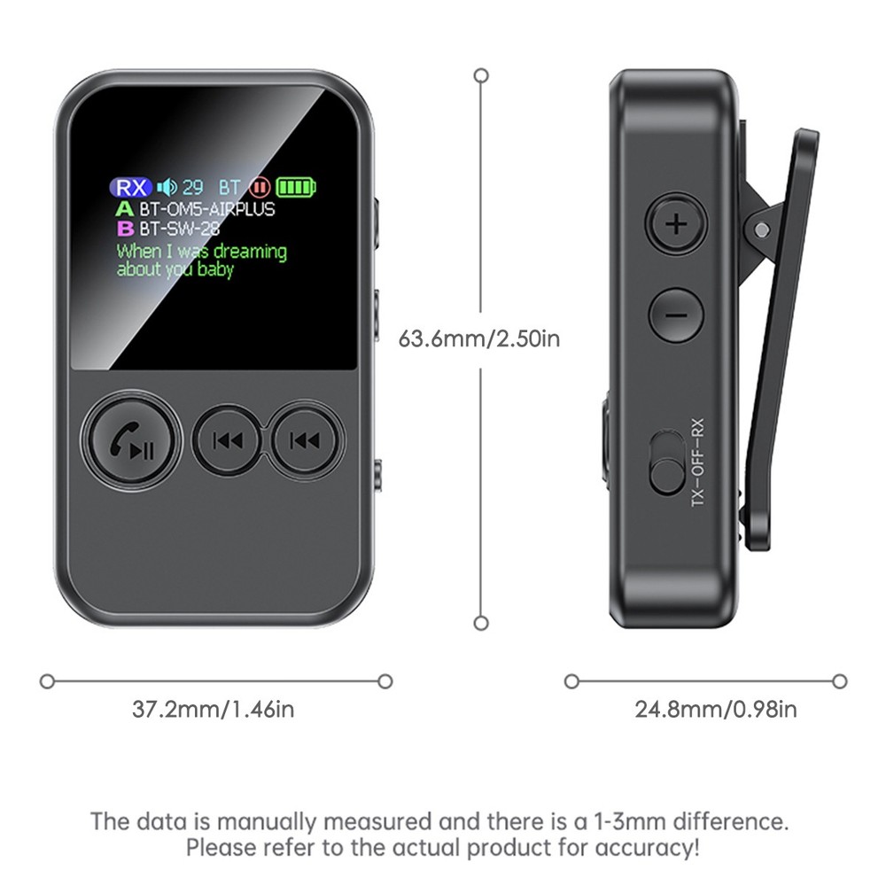 Wireless Adapter Bluetooth 5.4 Audio Transmitter Receiver 3.5MM AUX Built-in Mic