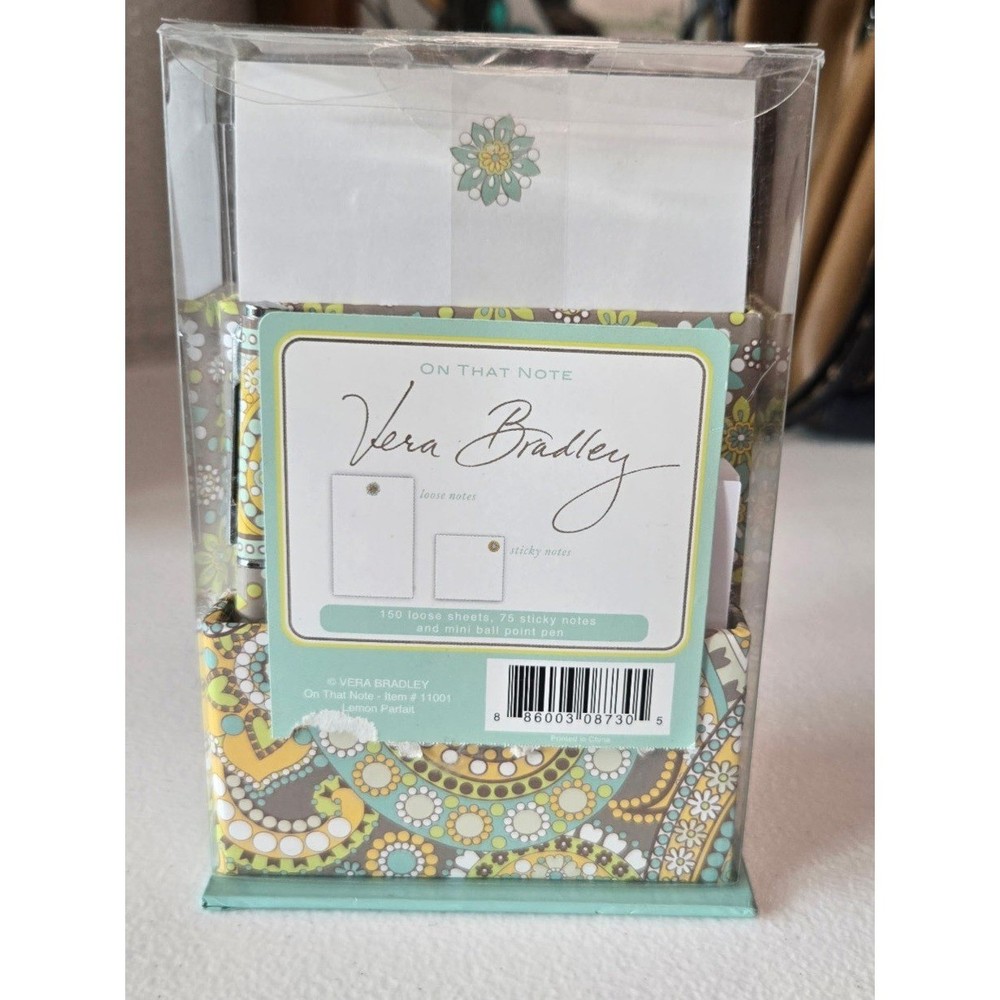 Vera Bradley Note Set Lemon Parfait Desk Organizer