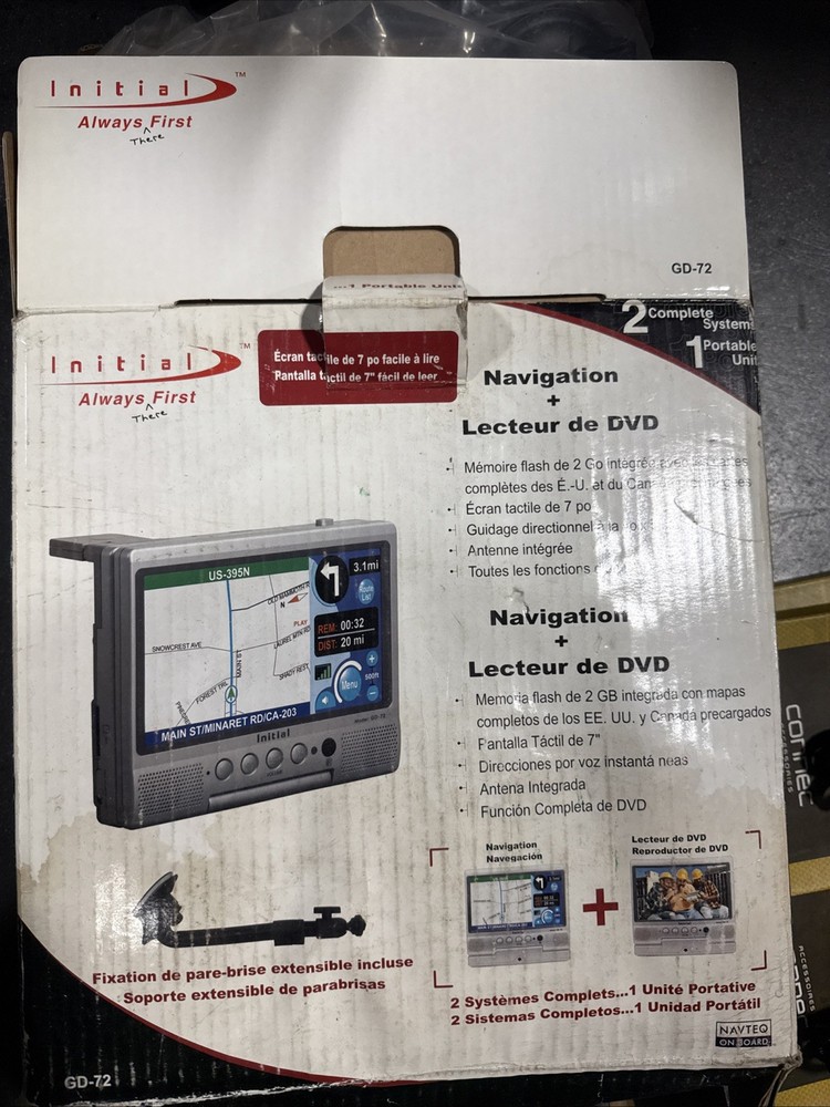 Initial GD-72 PreLoaded Large Screen Auto-routing GPS with DVD Player